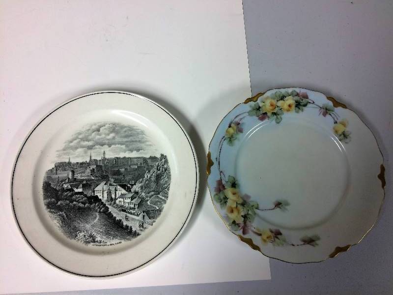 lot 72 image: 2 Vintage Plates - Floral & Luxembourg