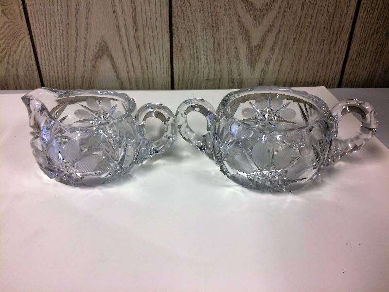 lot 73 image: Crystal Creamer & Sugar