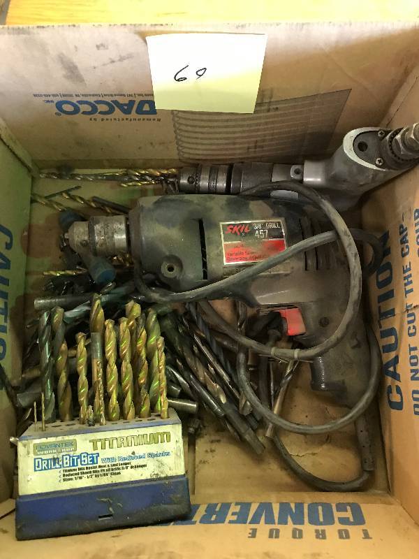lot 69 image: Electric Drill and Air Drills with Bits