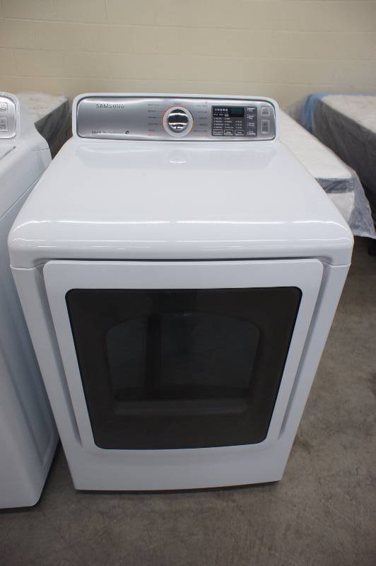 lot 33 image: New - Scratch and Dent - Samsung Model # (DV48H7400EW) - Front-Loading Electric Dryer - White Color  - Tested Works - MSRP $ 999.99