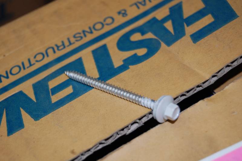 #10-14 x 2-12 Polar White Unslotted High Ind HWH 1000 Hour Sharp Point Sheet Metal Screw w Bonded Sealing Washer