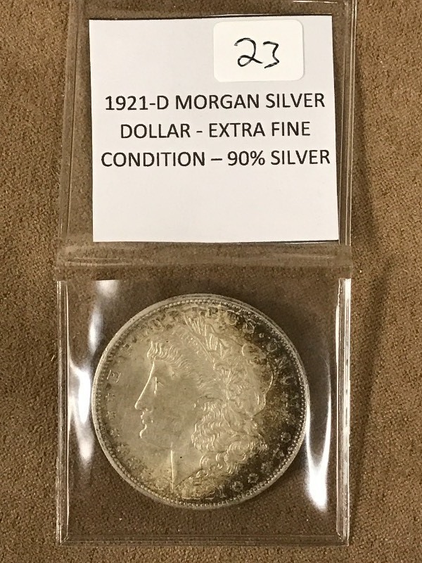 1921-D Morgan Silver Dollar, 90% Si...