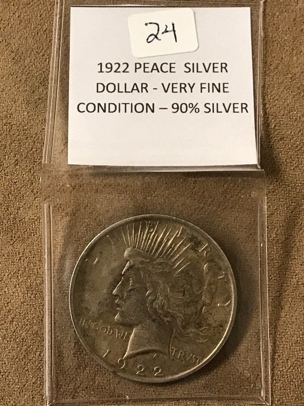 1922 Peace Silver Dollar, 90% Silve...