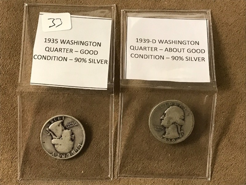 Lot Of 1935 & 1939-D Washington Qu...