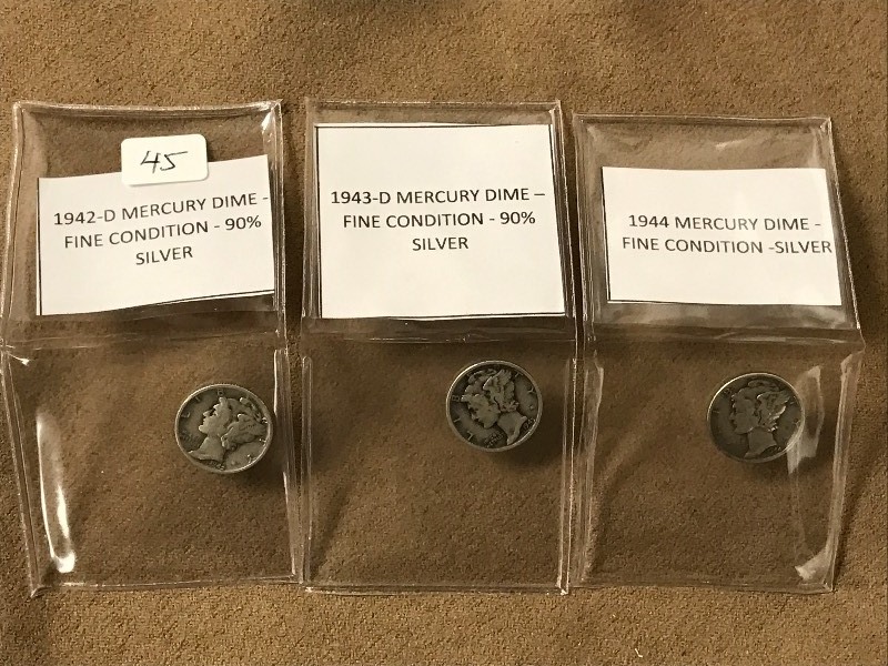 Lot Of 1942-D1943-D1944 Mercury ...