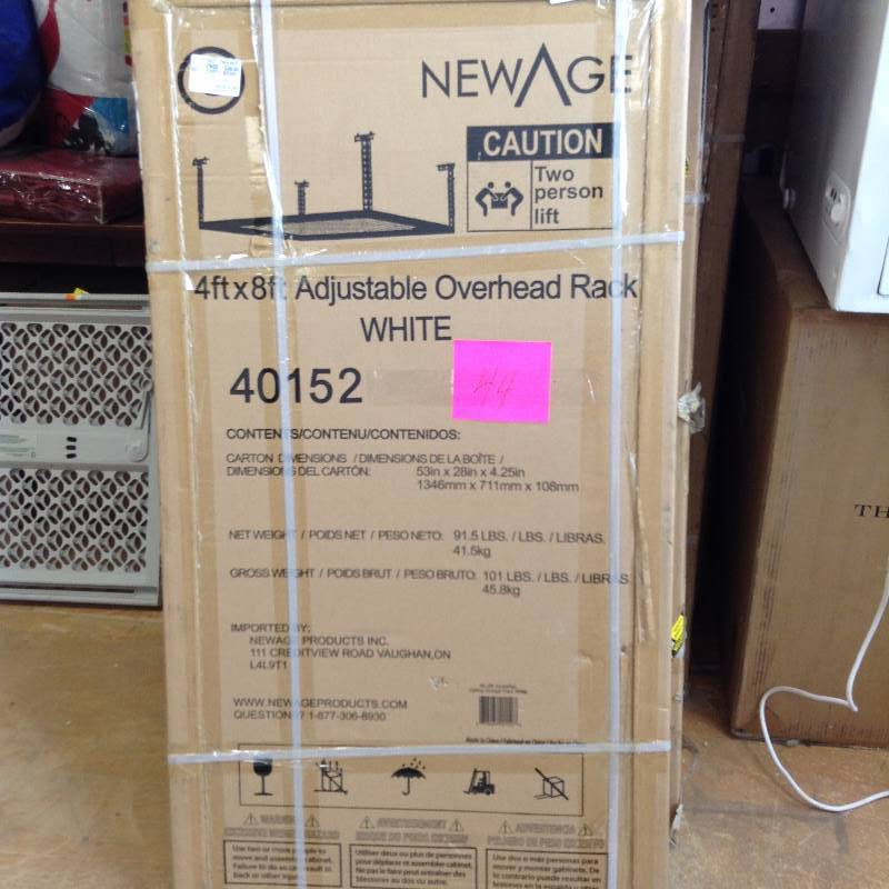 New Age 4 x 8 adjustable overhead rack white