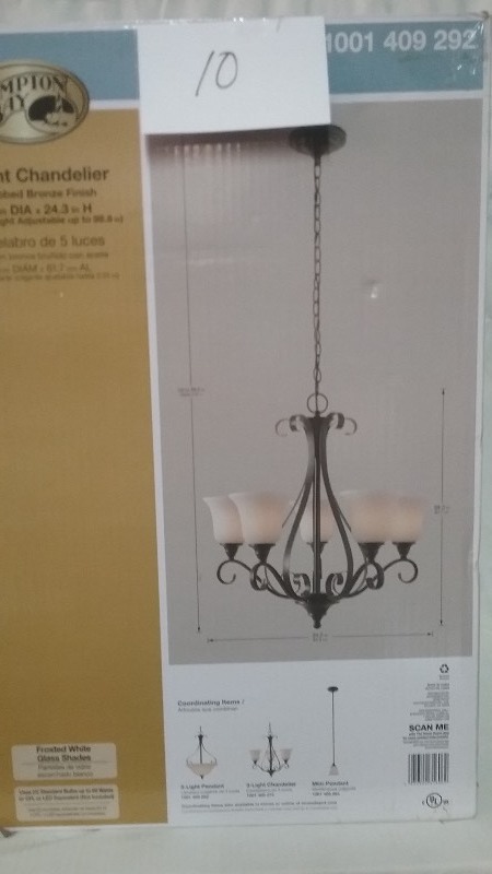lot 10 image: Oil Rubbed 5 Light Chandelier