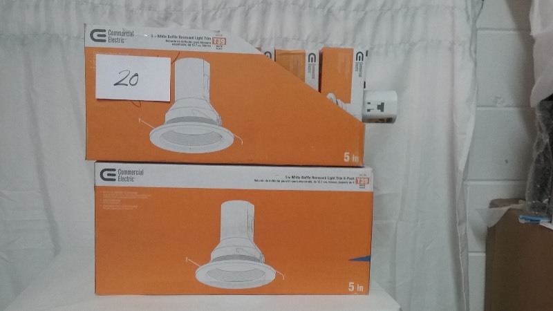 lot 20 image: 12x Commercial Electric 5 White Baffle Recessed Trim