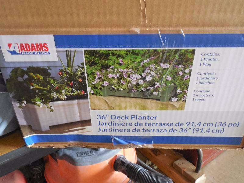 lot 34 image: Adams Manufacturing 36 in. x 15 in. White Resin Deck Planter