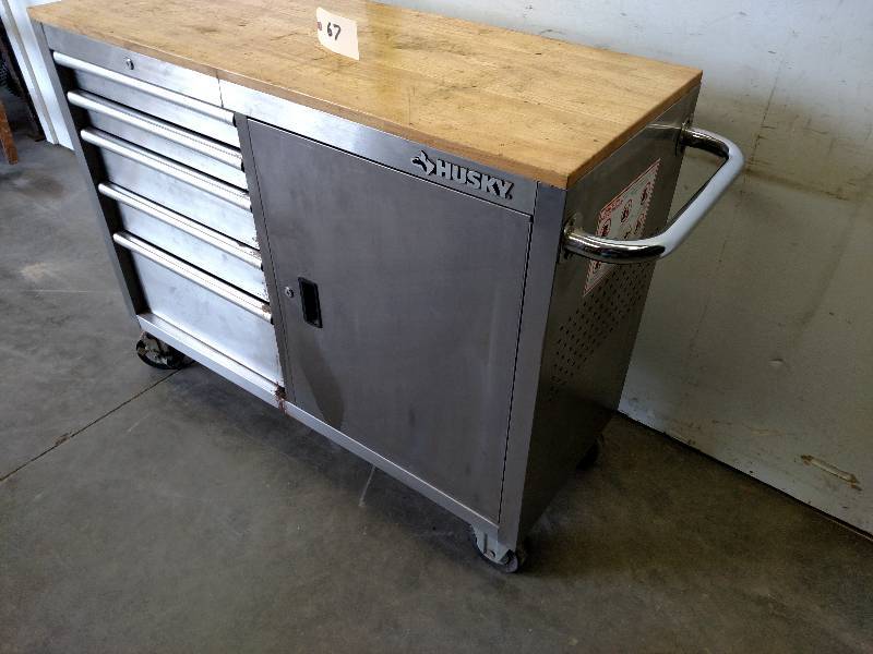 lot 67 image: Husky 5 Drawer Stainless Steel Tool...