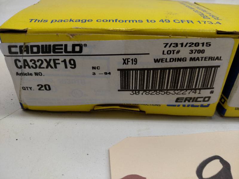 lot 94 image: (2) 20 ct. Cadweld CA32XF19 Welding...