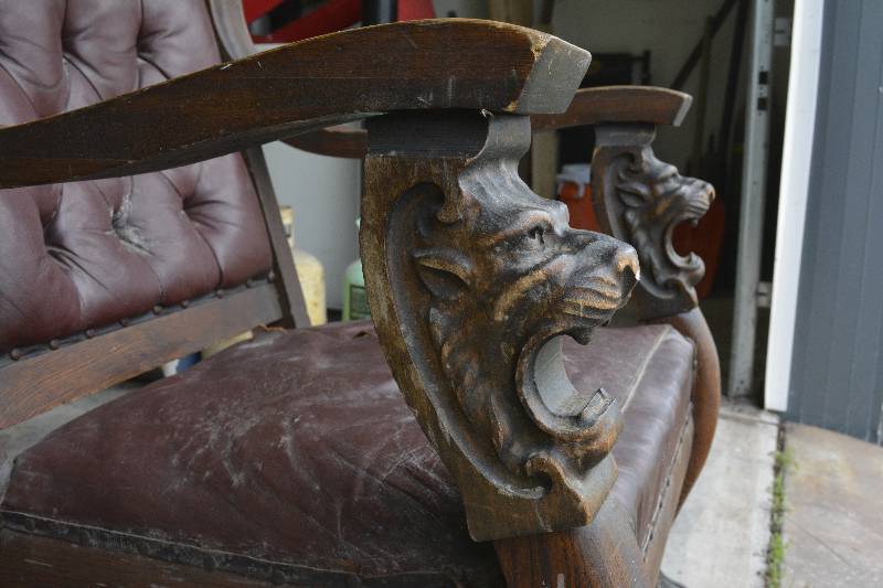 lot 12 image: Judges Chamber In Cloquet Mn....1890s Bench,Parlor Chair & Rocker