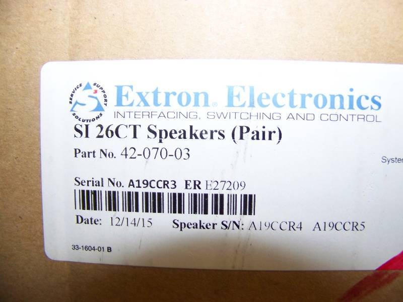lot 33 image: New in Box  Pair of High-Power, 2-Way Extron Ceiling Speakers with Back Can & Transformer