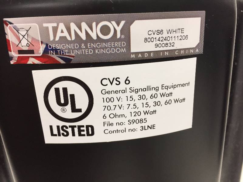 lot 9 image: Pair of Tannoy CVS6 6 Ceiling Speakers with Grill & Trim Ring (White)