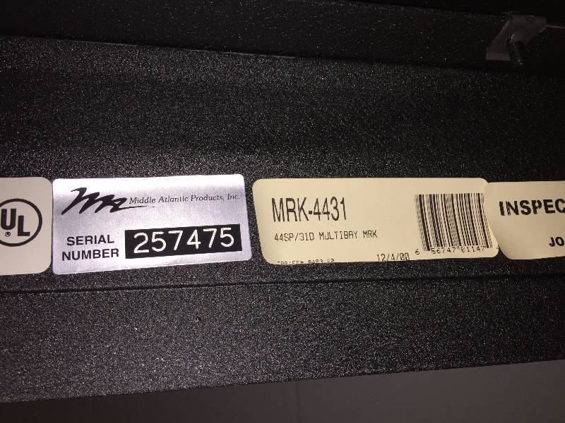 lot 88 image: Middle Atlantic AudioVideo Equipment Rack - MRK-4431 with Caster Base & Shelves