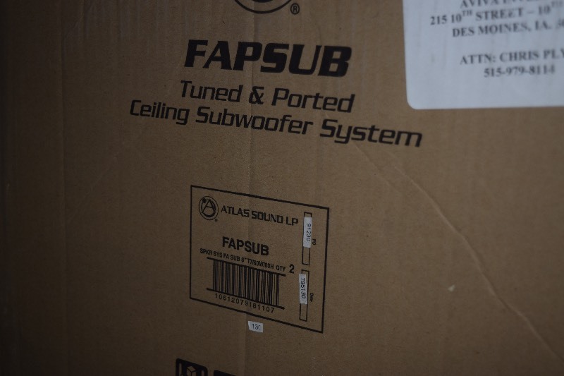 lot 91 image: New in Box  Atlas Sound CommercialProfessional FAPSUB Tuned & Ported Ceiling Subwoofer System