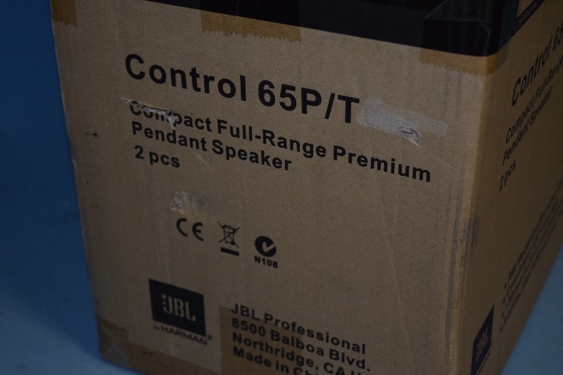 lot 89 image: Pair of JBL Control 65PT Professional Compact Full-Range Premium Pendant Speakers - Black