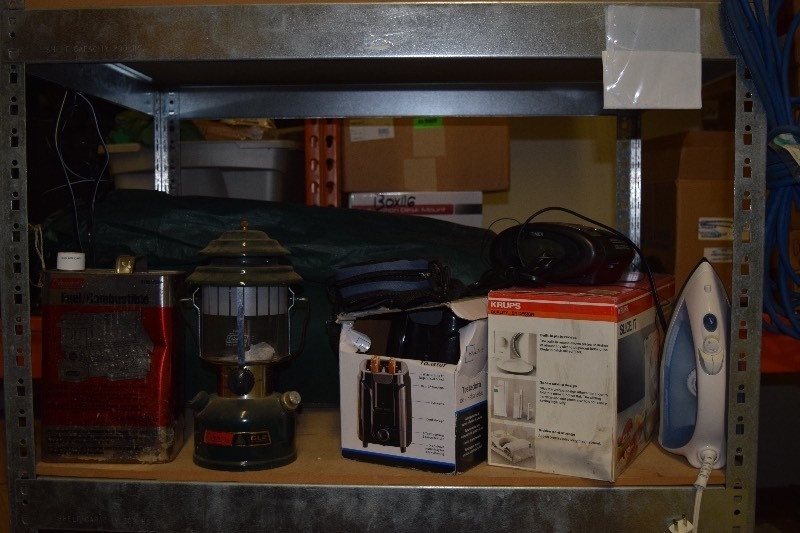 lot 100 image: LARGE 4-Section Lot of Miscellaneous Audio, Video, Computer, Camping, Household & More