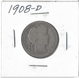1908-D Barber Quarter