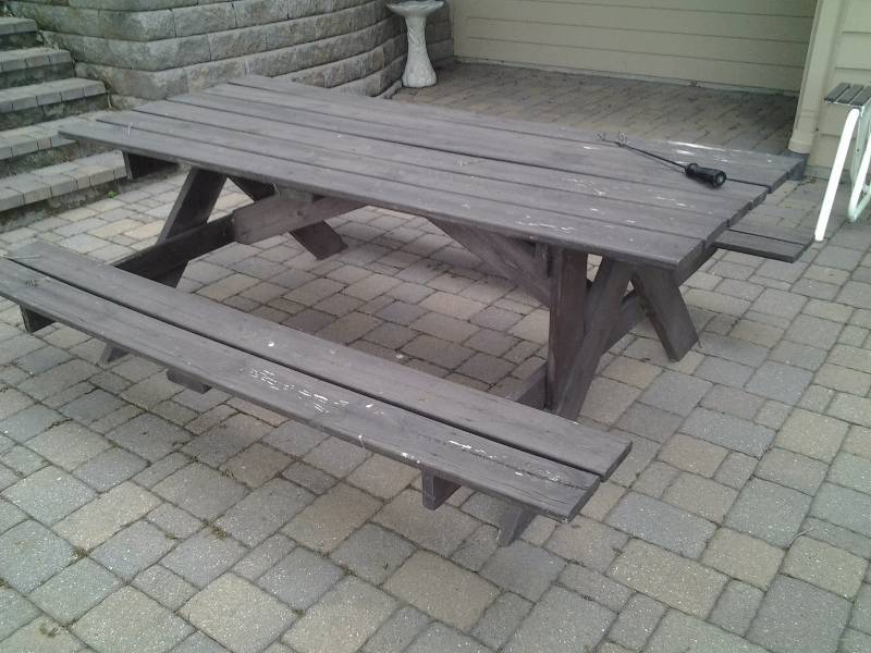 lot 163 image: Wood Picnic Table 84x69 Bring Help