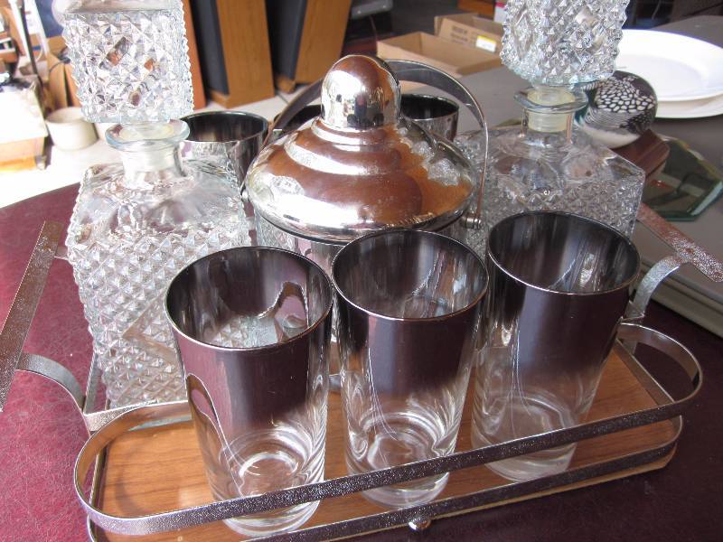Brandy Serving Set, Book Ends, Candle Set, & Misc