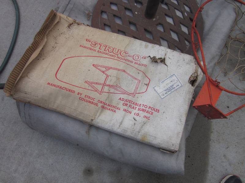 Basketball Hoop, Backboard Mounting Bracket, Iron Patio Umbrella Stand, & Sewer Blanket