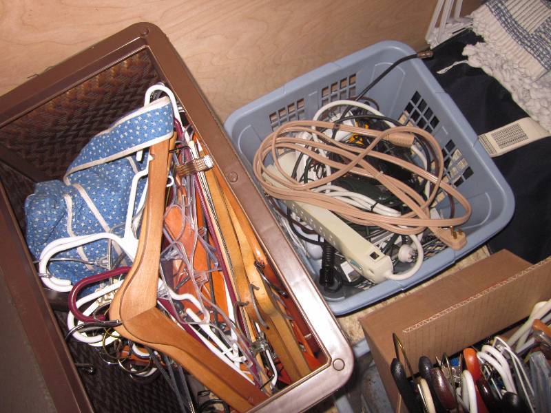 Clothes Hangars, Laundry Baskets, Heaters, Fans, Shoe Rake, Paper Shredder, & Misc