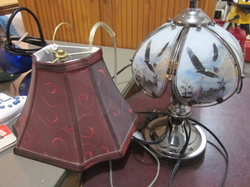 4 Lamps, Lamp Base, Lamp Shade, & Misc.