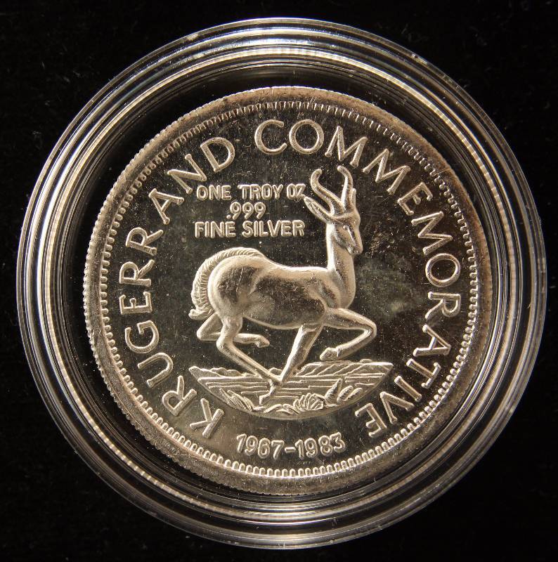 1 TROY OZ. .999 FINE SILVER VINTAGE KRUGERRAND IN AIRTITE HOLDER