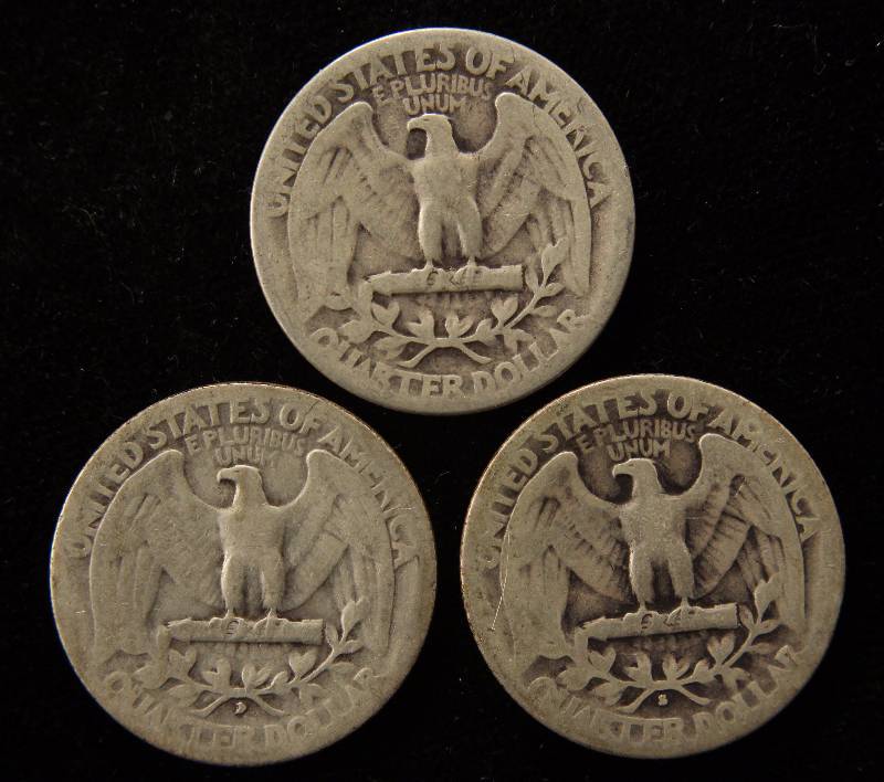 (3) SILVER WASHINGTON QUARTERS 1935P, 1935D & 1935S