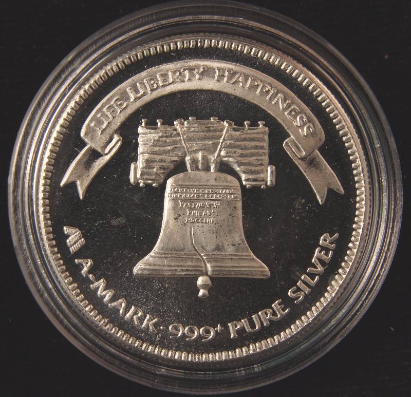 1 TROY OZ. .999 FINE SILVER VINTAGE 1983 A-MARK LIBERTY IN AIRTITE HOLDER