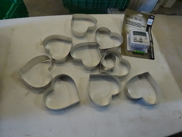 lot 39 image: NEW Lot Kitchen Items incl. Qty 10 Cookie Cutters and West Bend Electronic Kitchen Timer