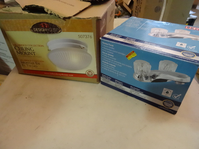 lot 53 image: NEW LOT Lavatory Faucet and Ceiling Mount Frosted White Mushroom Light