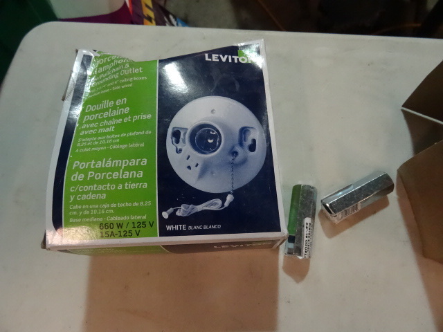 lot 82 image: NEW LOT Qty 3 Leviton Lampholders and Box Qty 20 Threaded RodBolt connectors 3  8 in