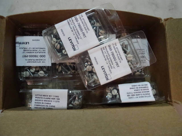lot 95 image: NEW Case of Switch Plate Screws Light Almond. 8 Boxes per case 100 screws per box 800 screws total