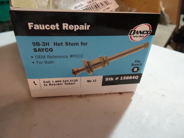 lot 122 image: NEW Case of 12 Faucet Replacement Stems 9B-3H 15884Q  Retail $58