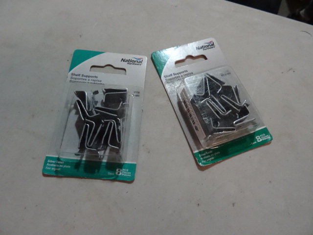 lot 146 image: NEW LOT Qty 6 Packages of Silver Finish Shelf Supports 8 pcspack (48 total)  Retail $15