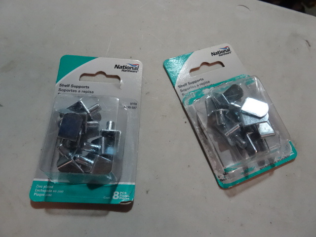 lot 147 image: NEW Qty 6 Packages Zinc Plated Shlef Supports 8 pcspack (48 total)  Retail $15