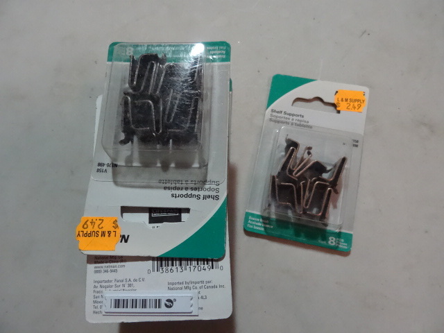 lot 149 image: NEW LOT Qty 8 Packages Bronze Shelf Supports 8 pcspack (64 total)  Retail $ 24