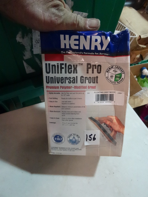 lot 156 image: NEW Qty 2 Boxes 8 lbs ea Henry Uniflex Pro Universal Grout Floating Driftwood
