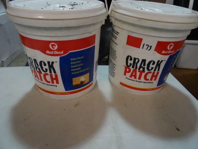 lot 173 image: NEW Qty 2 Pails Crack Patch Premium Acrylic Spackling  1 gal ea.