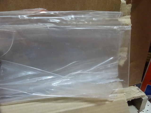 lot 184 image: NEW Qty 4 Sheets Optix .10 in Acrylic Plexiglass Sheets Useable size 30x46 in due to shipping damage to one end of sheets