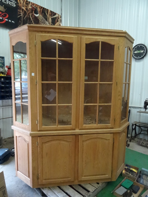 lot 3 image: Solid Wood Corner Hutch