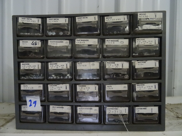 lot 29 image: 25 Drawer Hardware Bin with Contents.