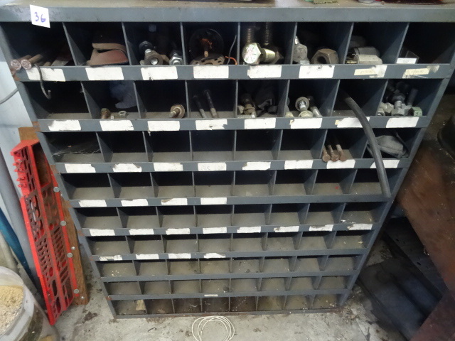 lot 36 image: 72 Cubby Metal Hardware Cabinet.