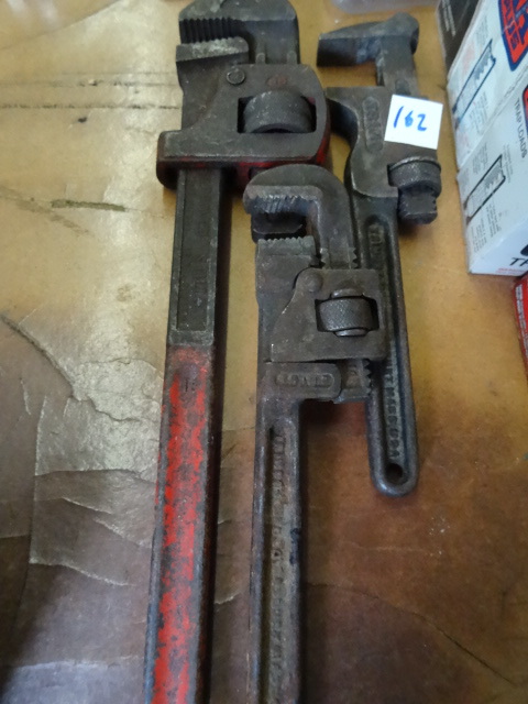 lot 162 image: 3 Vintage Pipe Wrenches