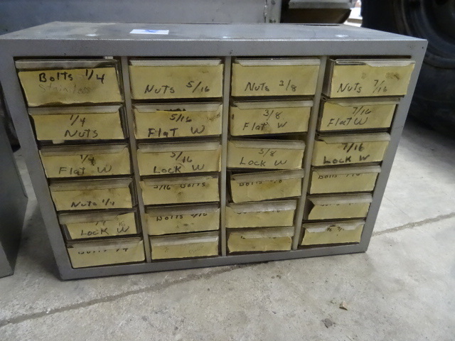 lot 219 image: 24 Drawer Hardware Bin with Contents