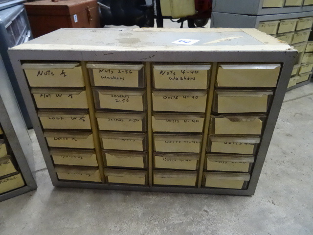 lot 220 image: 24 Drawer Hardware Bin with Contents