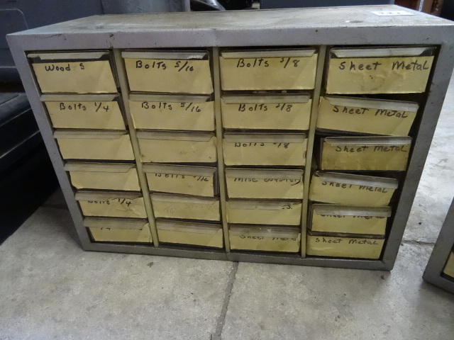 lot 221 image: 24 Drawer Hardware Bin with Contents