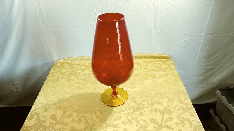 Red with Yellow Base Glass Vase
